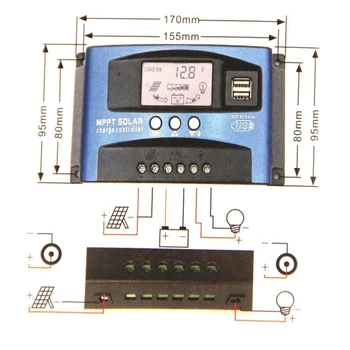 100A MPPT Solárny Regulátor Nabíjania Dual USB, LCD Displej 12V 24V Auto Solárnych panelov Nabíjačku Regulátor So záťažou 5