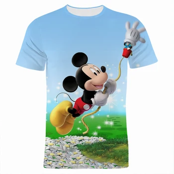 2022 Nové Letné Mužov Dámske Tričká Disney Mickey Mouse Komiksu, Anime, Oblečenie pre Deti Harajuku 3D Tlač, T Košele