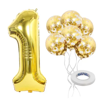 7Pcs/set Metalické Zlaté Balóny, Konfety 40inch Hliníkovej Fólie Mumber Ballon Rose Gold Latexové Balóny pre Deti Baby Sprcha Narodeniny