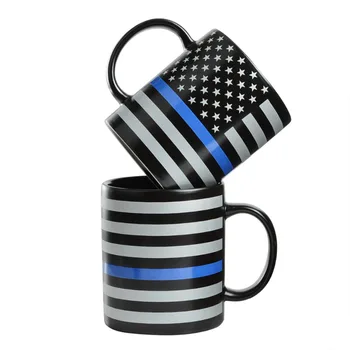 Americká Vlajka NÁS Starej Slávy Polícia Modrej čiary Hrnčeky Cappuccino Rukoväti Keramická Šálka Kávy, Mlieko, Čaj Hrnček Drinkware Novetly Dary 