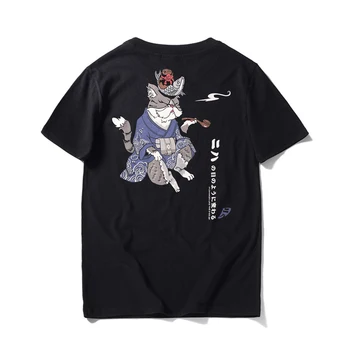 Anime Hip Hop T Shirt Mužov Black Nadrozmerné Streetwear Módy Harajuku Tees Letné Biele Krátky Rukáv Pánske Topy Bavlna Bežné Čaj