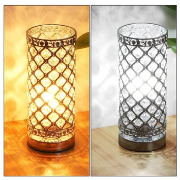 Crystal stolná Lampa Touch Ovládania Stmievateľné Prízvuk Stolná Lampa Posteli Moderné Stolové svietidlo s Sliver Tienidlo Lampy Nočné Svetlo