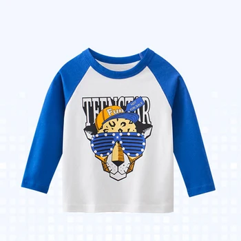 Deti T-Shirt Cartoon Tiger Chlapec Bavlna Dlhým Rukávom Jeseň Cothing Vytlačené Farby Zodpovedajúce Oblečenie