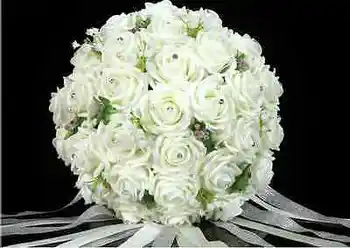 Nové Svadobné Svadobné Kytice Ruže Crystal Pearl Bridesmaid, Kvety Posy Ručné