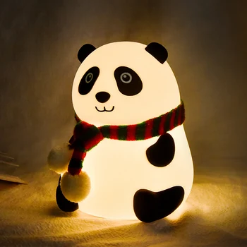 Panda LED Nočné Svetlo Dotykový Snímač Farebné Kreslené Silikónové Lampa Batérie Powered Spálňa Nočná Lampa pre Deti Deti