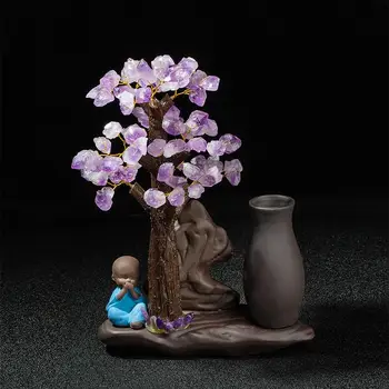 Prírodné fialová ametyst strom mních čaj pet keramická váza ozdoby domáce dekorácie oney Strom Vytváranie Nábytok Šťastie Strom