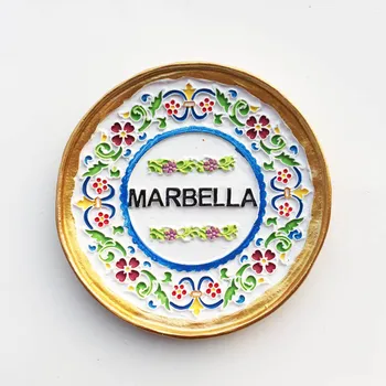 Španielsko pobreží Stredozemného mora Marbella cestovného ruchu pamätnej dekorácie remesiel Troch-dimenzionální disk, magnetické chladnička magnet
